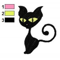 Black Cat Embroidery Design 04